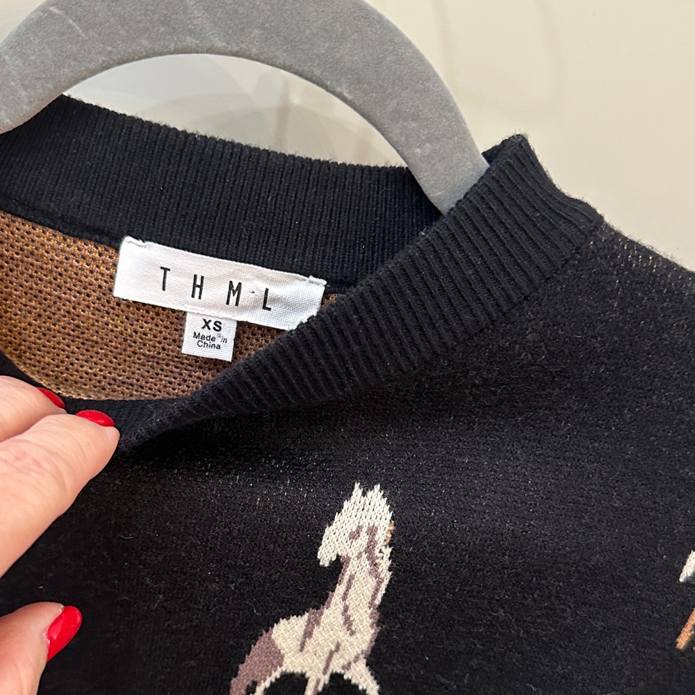THML Black Sweater with Horse Design - Picture 2 of 4